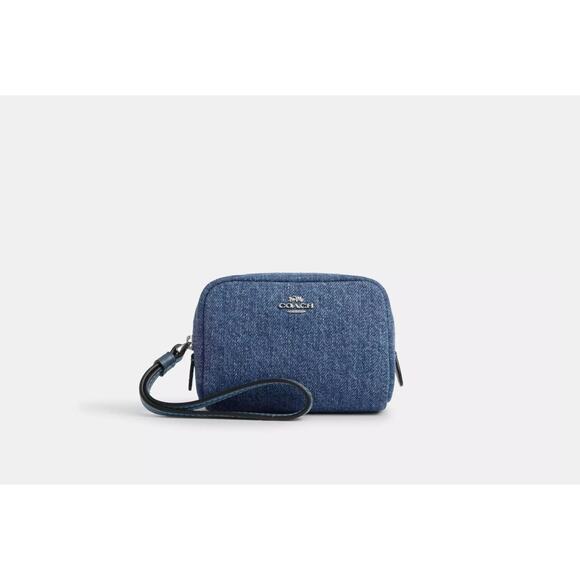 NWT Coach CAP97 Pouch Wristlet IN denim/Silver/Indigo - Picture 5 of 8